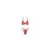 Soutien-gorge en dentelle rouge avec bonnets détachables et string 